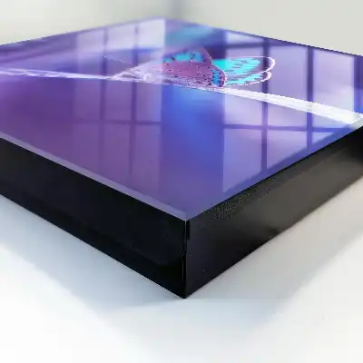 Fluture colorat pe fundal violet