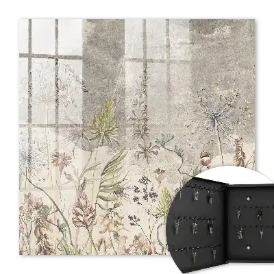 Plante vintage pe fundal gri