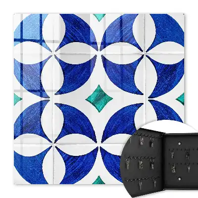 Motiv geometric în tonuri albastru-verzui