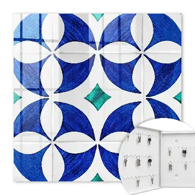 Motiv geometric în tonuri albastru-verzui