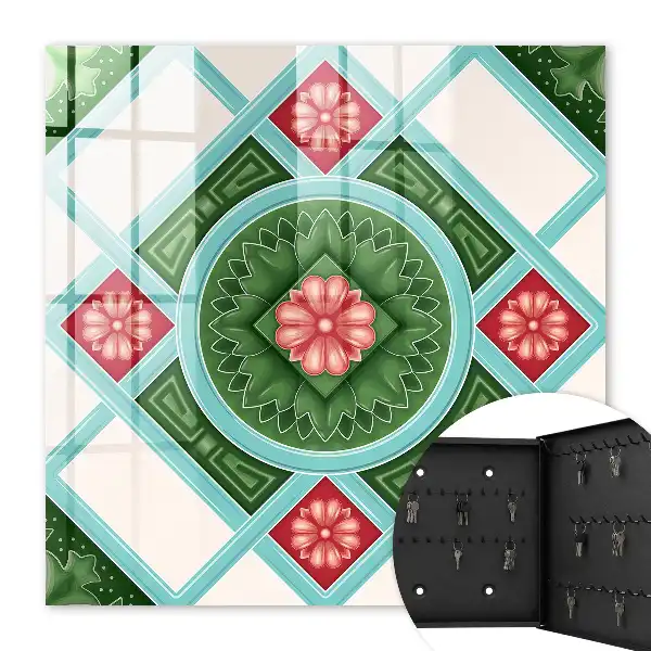 Geometrie florală roșu albastru
