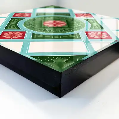 Geometrie florală roșu albastru