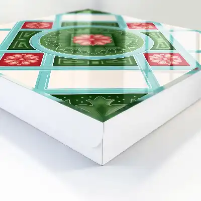 Geometrie florală roșu albastru