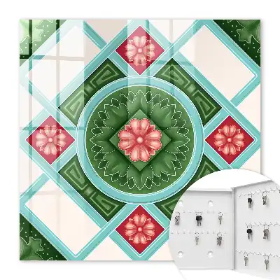 Geometrie florală roșu albastru