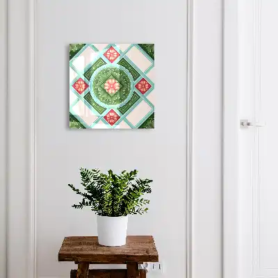 Geometrie florală roșu albastru