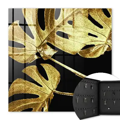 Frunze de Monstera pe fundal negru
