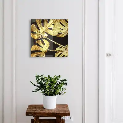 Frunze de Monstera pe fundal negru