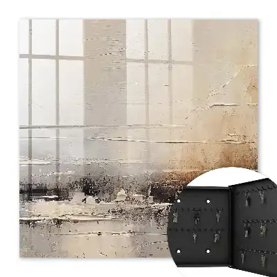 Pictură abstractă peisagistică cu linii orizontale