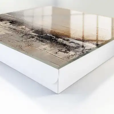 Pictură abstractă peisagistică cu linii orizontale