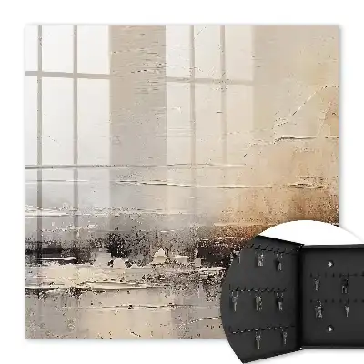 Pictură abstractă peisagistică cu linii orizontale
