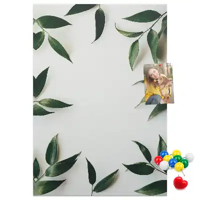 Panou din plută Finial cu model de frunze verzi