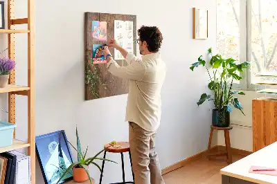 Panou de plută cu ramă din lemn rustic
