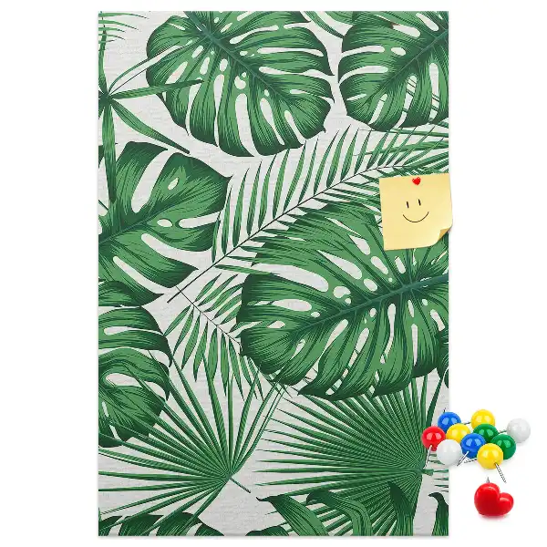 Panou din plută cu model frunze de monstera verzi