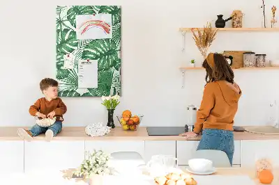 Panou din plută cu model frunze de monstera verzi