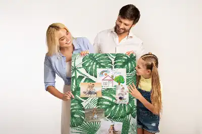 Panou din plută cu model frunze de monstera verzi