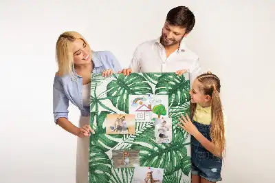 Panou din plută cu model frunze de monstera verzi