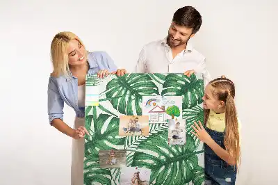 Panou din plută cu model frunze de monstera verzi