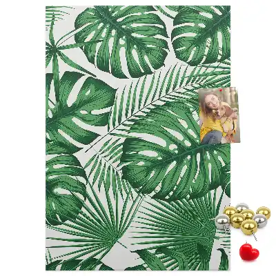 Panou din plută cu model frunze de monstera verzi