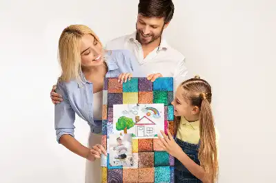 Panou de plută cu blocuri de lemn colorate