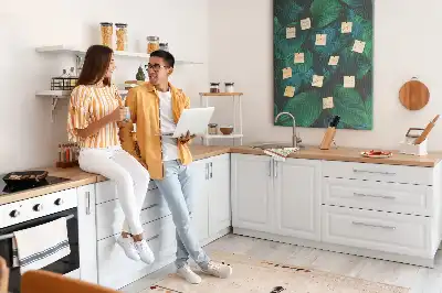 Panou de plută cu model frunze tropicale mari