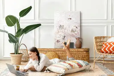 Panou din plută cu motiv floral Bujori