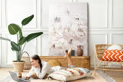 Panou din plută cu motiv floral Bujori