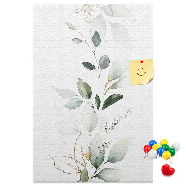 Panou din plută cu motiv vlăstar de plantă cu frunze