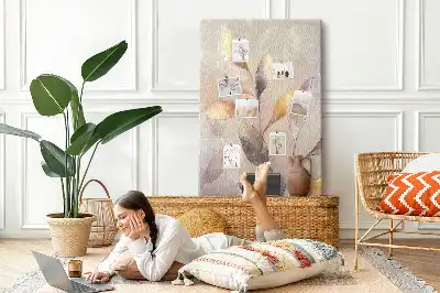 Panou din plută cu design acuarelă de plante