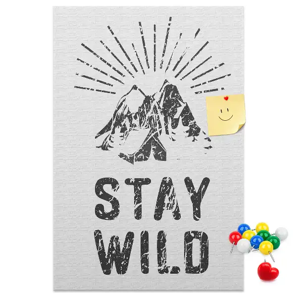 Panou de plută cu model montan Stay Wild