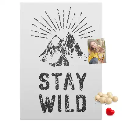 Panou de plută cu model montan Stay Wild