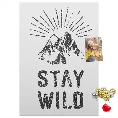 Panou de plută cu model montan Stay Wild