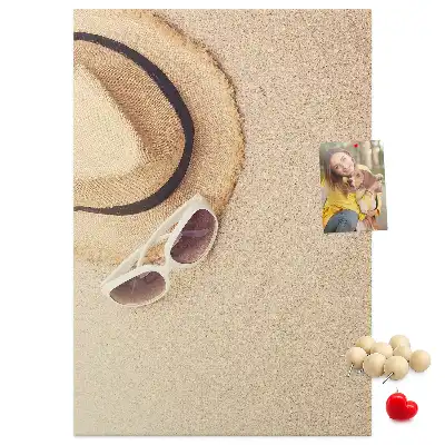 Panou de plută cu model Nisip de vacanță din călătorie