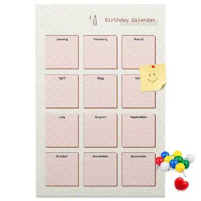 Panou din plută pentru calendarul zilelor de naștere