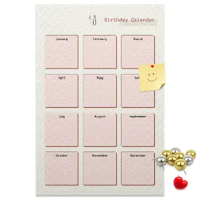 Panou din plută pentru calendarul zilelor de naștere