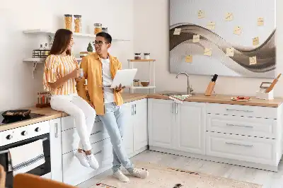 Panou din plută cu model abstract liniar
