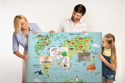 Tablă din plută Continente cu fauna globului