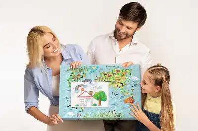 Tablă din plută Continente cu fauna globului
