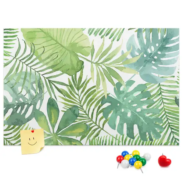 Panou din plută cu imprimeu de frunze tropicale și compoziție vegetală