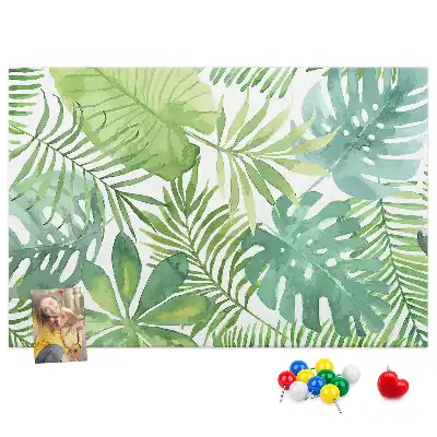 Panou din plută cu imprimeu de frunze tropicale și compoziție vegetală