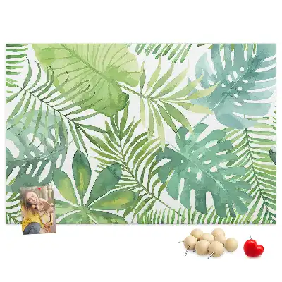Panou din plută cu imprimeu de frunze tropicale și compoziție vegetală