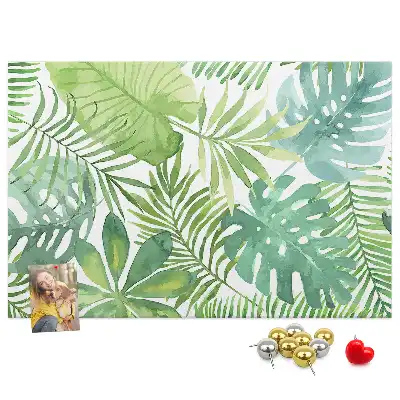 Panou din plută cu imprimeu de frunze tropicale și compoziție vegetală