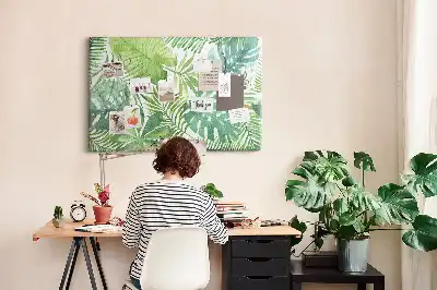 Panou din plută cu imprimeu de frunze tropicale și compoziție vegetală