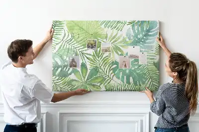 Panou din plută cu imprimeu de frunze tropicale și compoziție vegetală