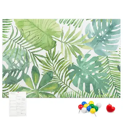 Panou din plută cu imprimeu de frunze tropicale și compoziție vegetală