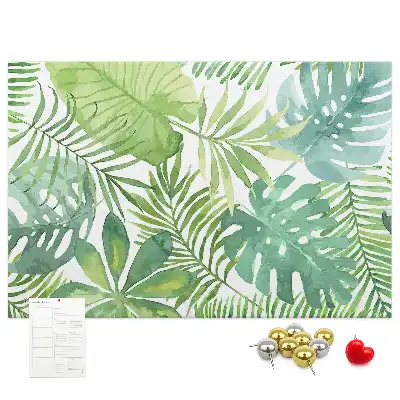 Panou din plută cu imprimeu de frunze tropicale și compoziție vegetală