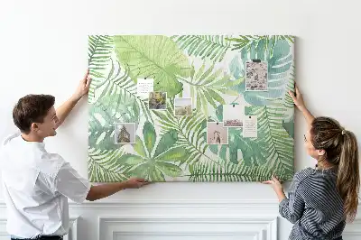 Panou din plută cu imprimeu de frunze tropicale și compoziție vegetală