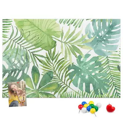Panou din plută cu imprimeu de frunze tropicale și compoziție vegetală