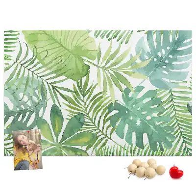 Panou din plută cu imprimeu de frunze tropicale și compoziție vegetală