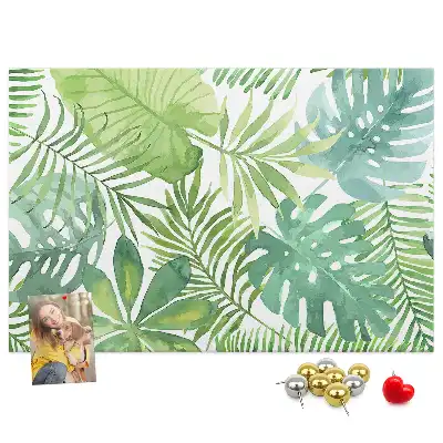 Panou din plută cu imprimeu de frunze tropicale și compoziție vegetală