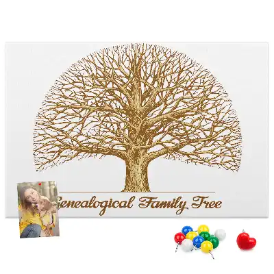 Tablou din plută cu design arbore genealogic vintage